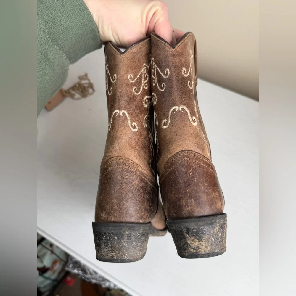 Smoky Mountain Cowboy Boots Girls 2 Jolene Waxed Distressed Snip Toe Western